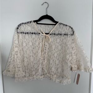 Elegant Vintage Cream Lace Women's Lingerie Top made in USA